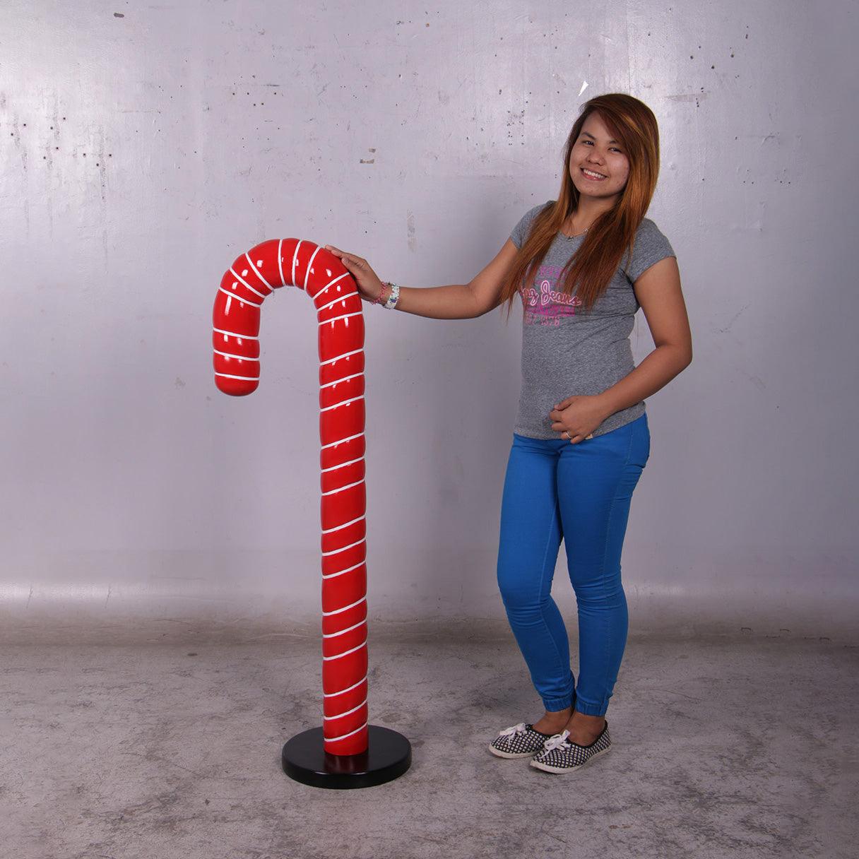 Small Red Cushion Candy Cane Statue