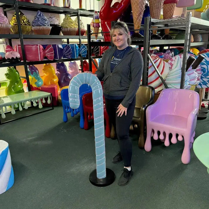 Small Blue Cushion Candy Cane Statue S0094B-160216-H