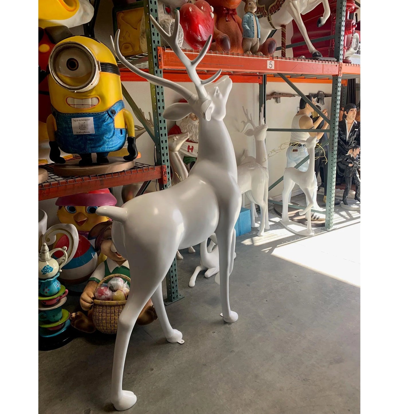 White Royal Stag Reindeer Statue