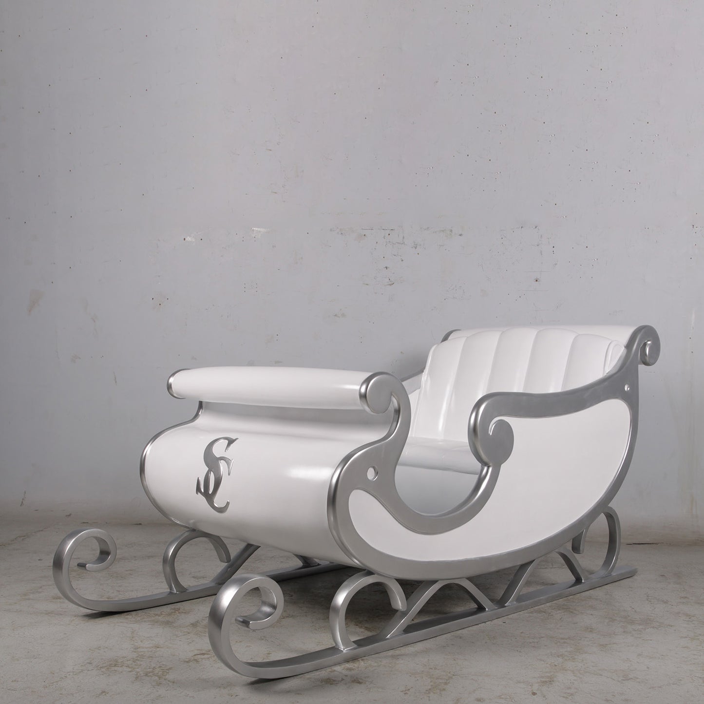 White Santa's Sleigh Photo Op Statue