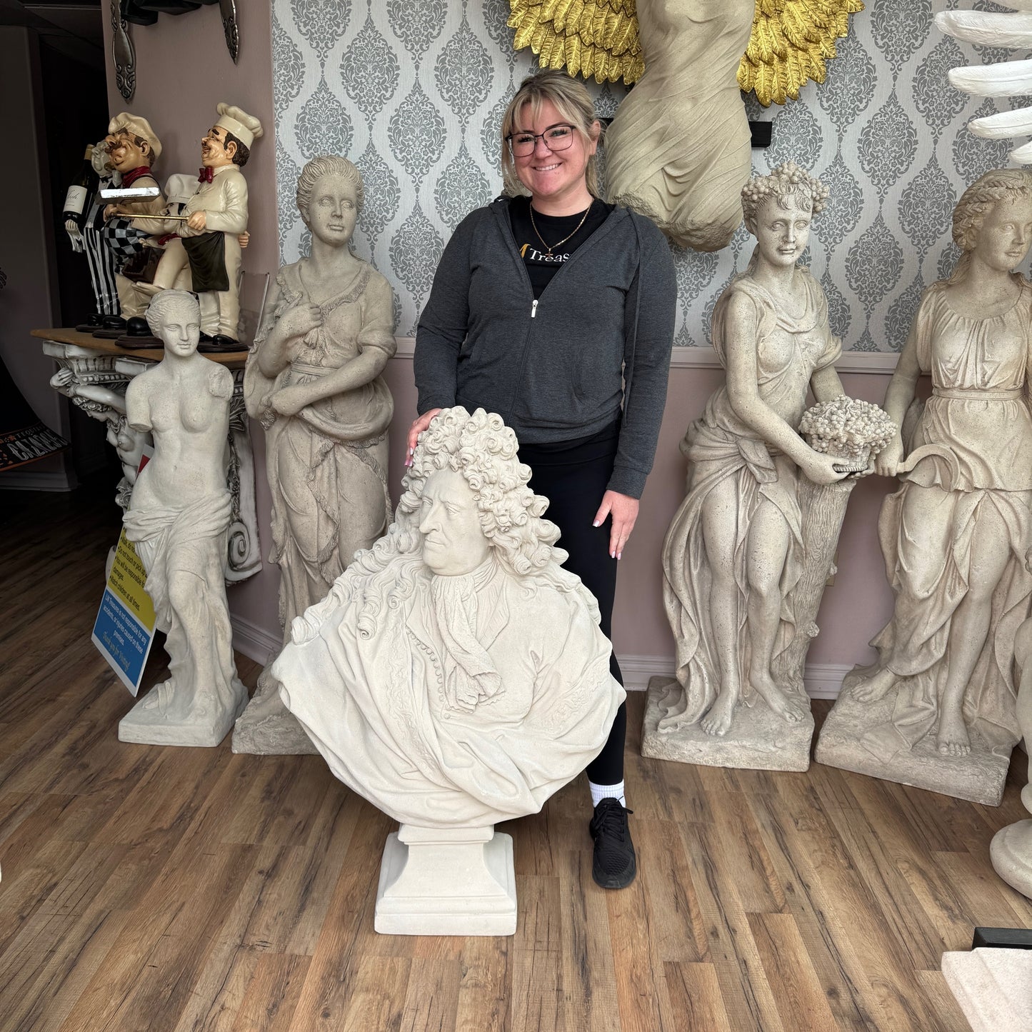 Louis XIV Stone Bust Statue