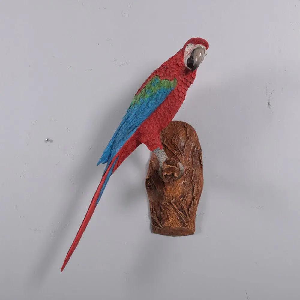 Red Parrot On Branch Statue A0642R-170015-H
