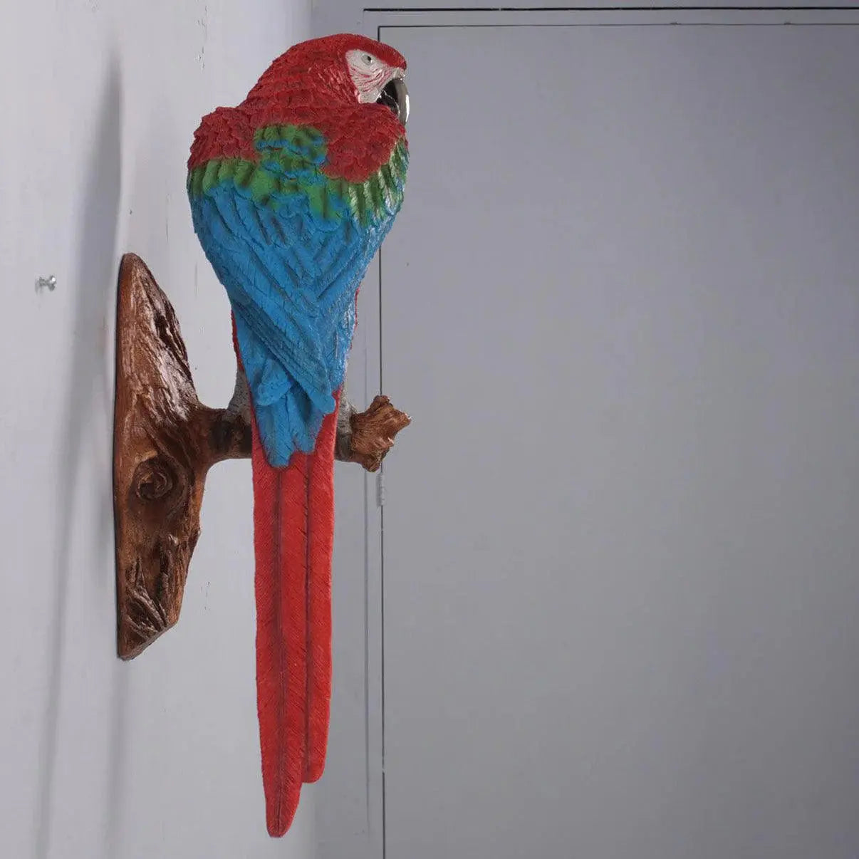 Red Parrot On Branch Statue A0642R-170015-H