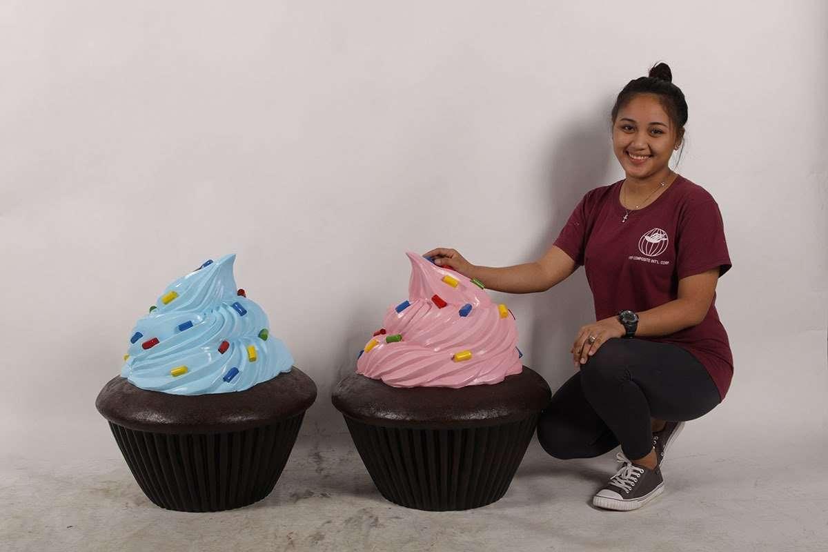 Blue Chocolate Cupcake Statue With Sprinkles