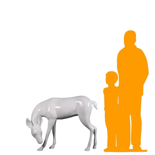 White Reindeer Head Down Statue S0123W-170091W-H