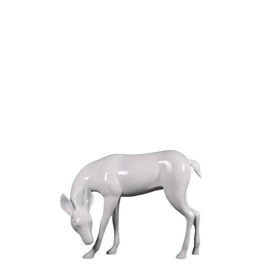 White Reindeer Head Down Statue - LM Treasures Prop Rentals