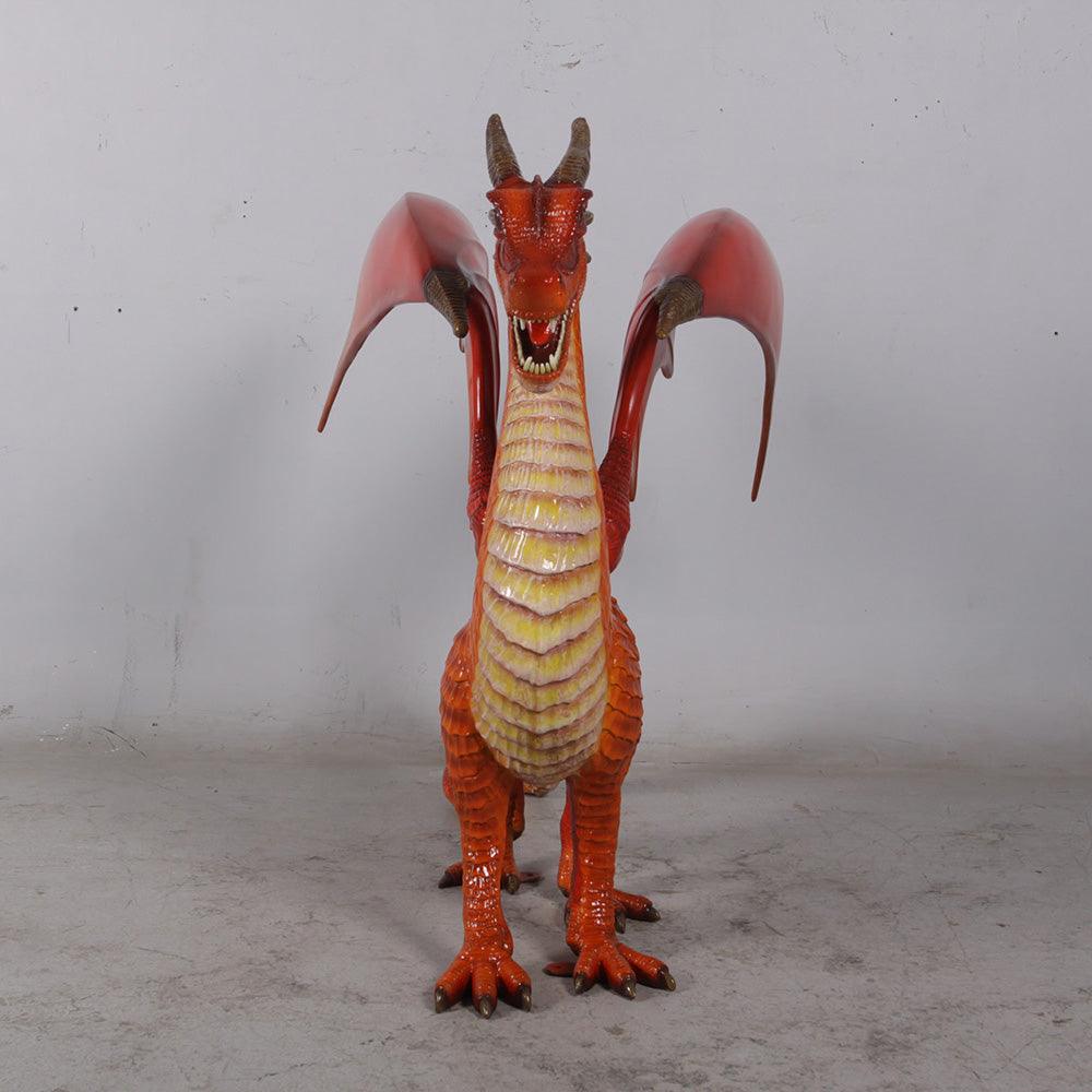 Small Red Dragon Standing Statue