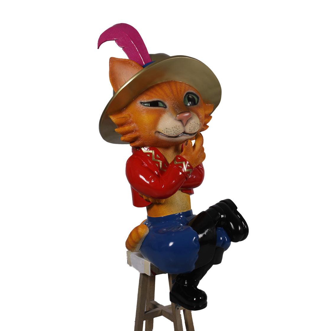 Comic Cat Sitting Life Size Statue