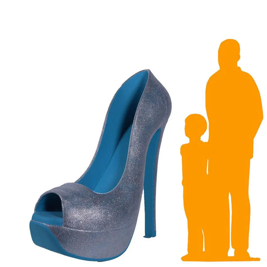 Blue Stiletto High Heel Shoe Over Sized Statue M0159B-170231-H