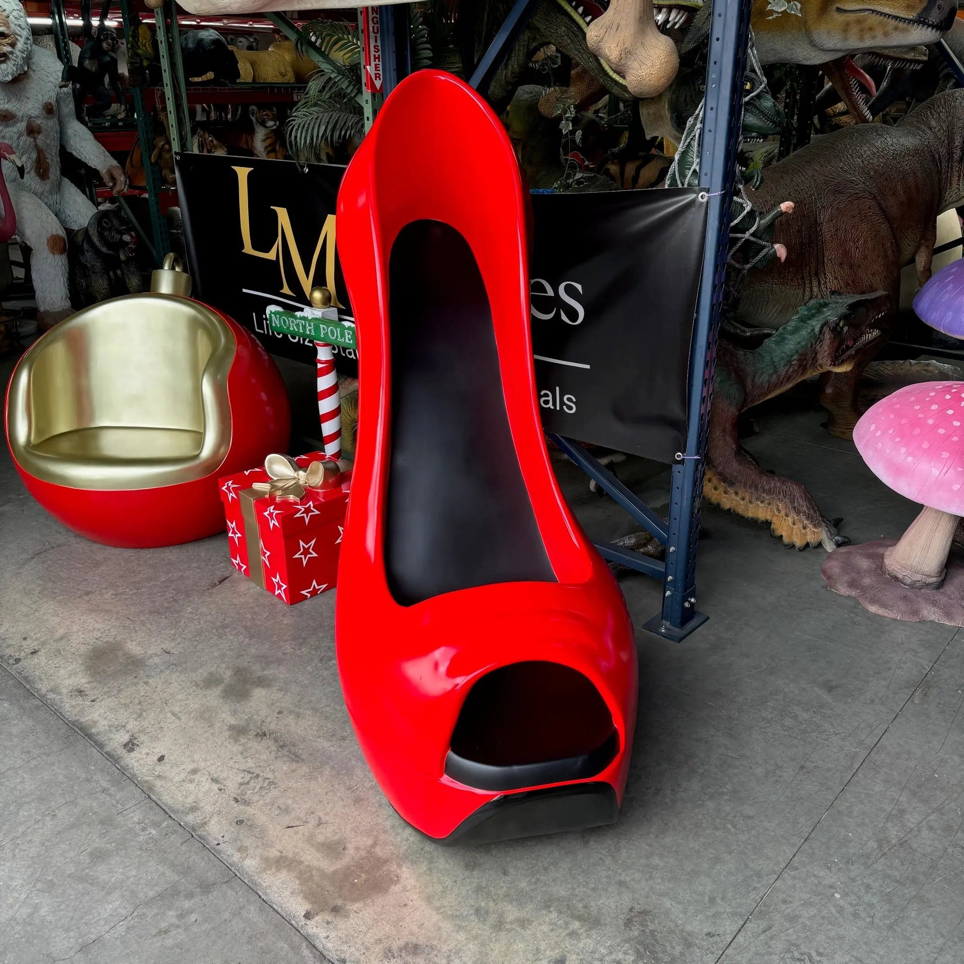 Red Stiletto High Heel Shoe Over Sized Statue M0159-170231-H