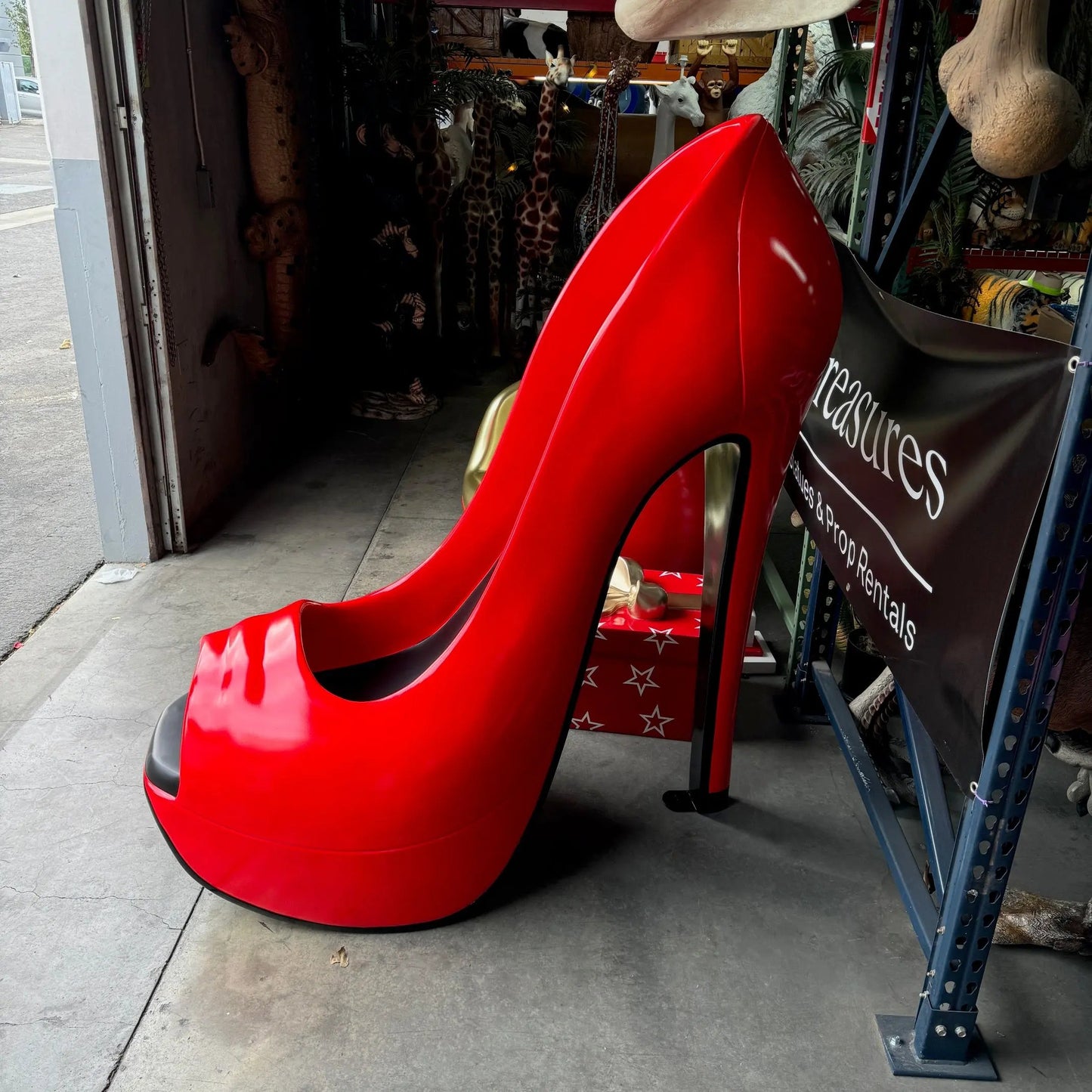 Red Stiletto High Heel Shoe Over Sized Statue M0159-170231-H