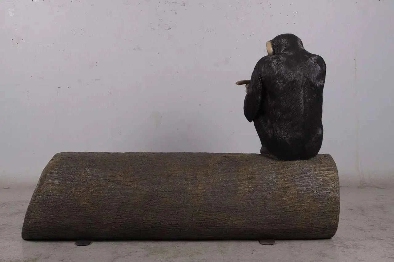 Monkey On Tree Trunk Statue A0717-180038-H