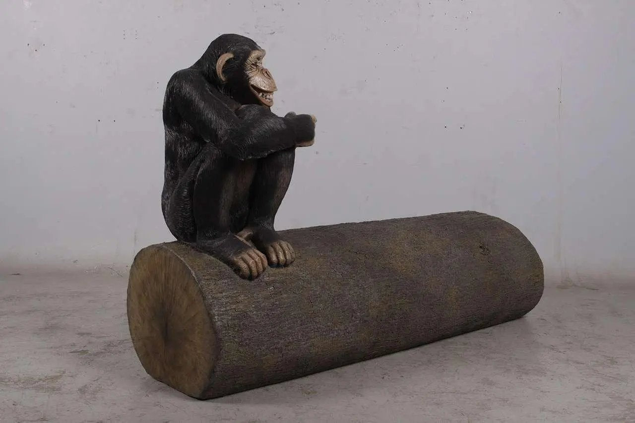 Monkey On Tree Trunk Statue A0717-180038-H