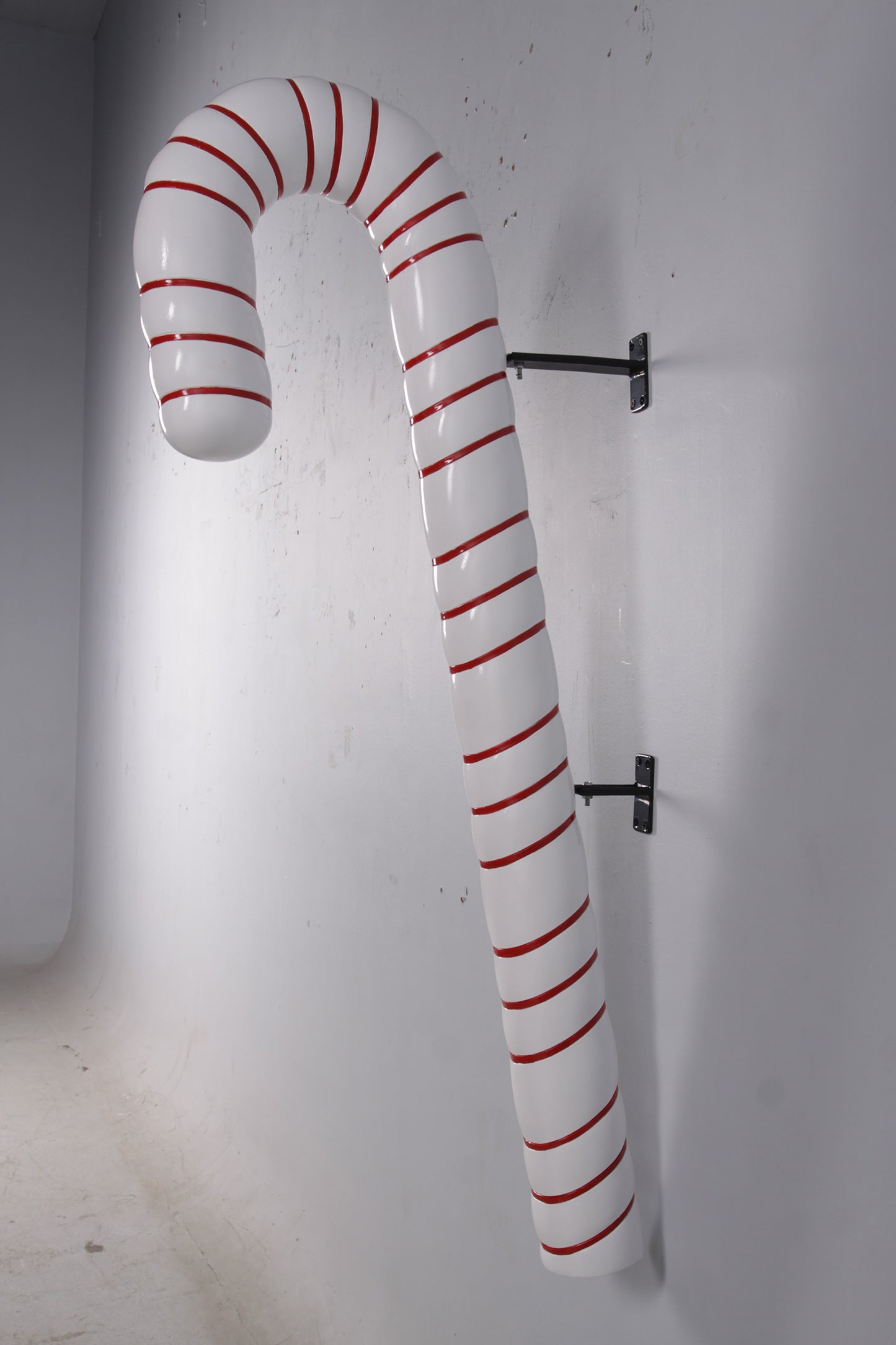 Hanging White Cushion Candy Cane Statue