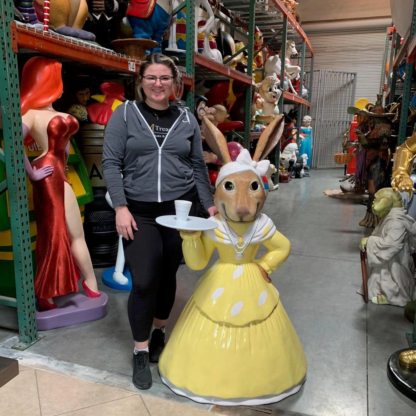 Miss Rabbit With Tray Statue