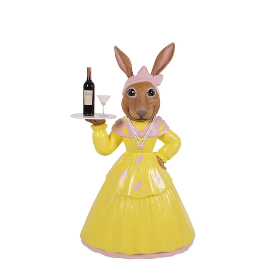 Miss Rabbit With Tray Statue - LM Treasures Prop Rentals