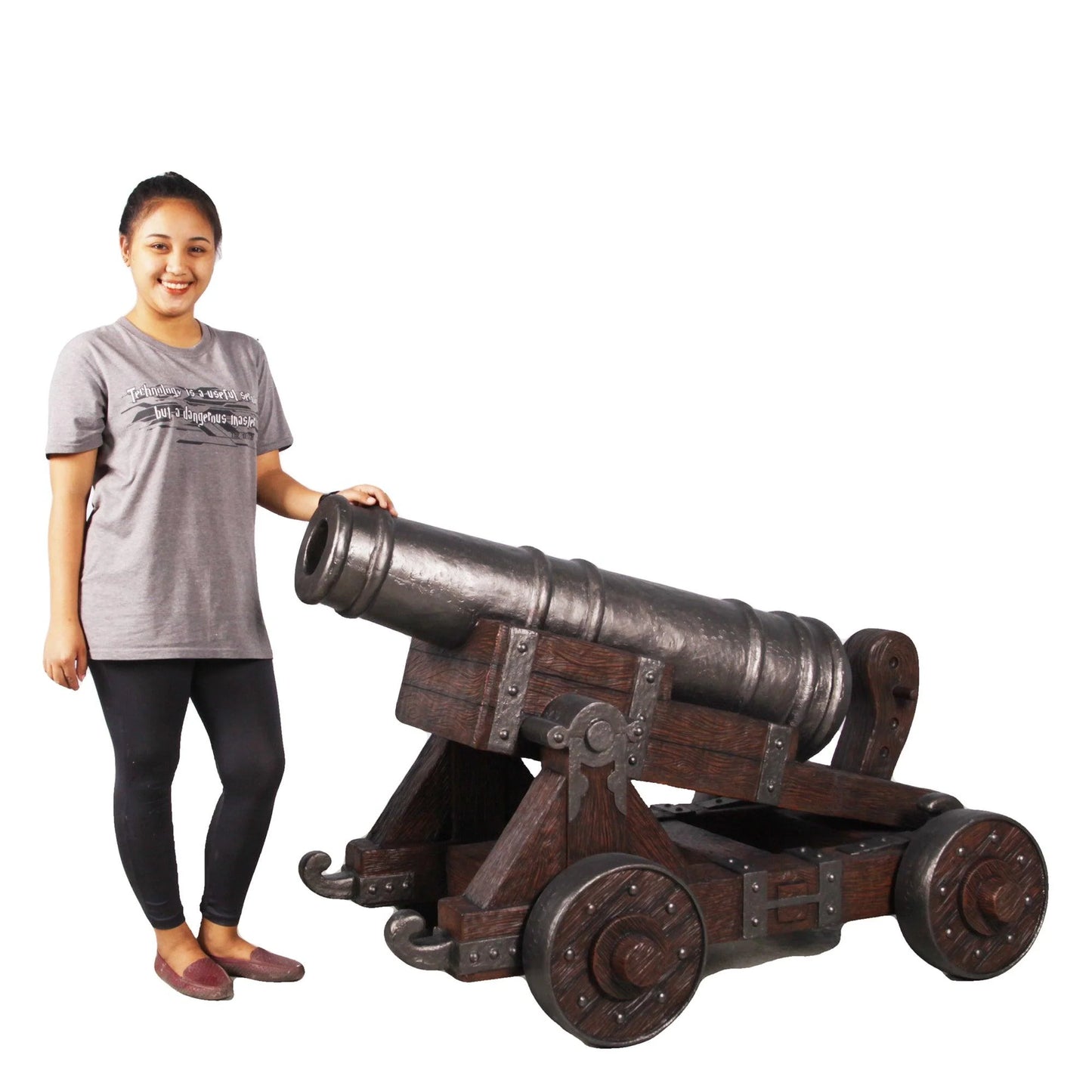Medieval Cannon With Base Statue