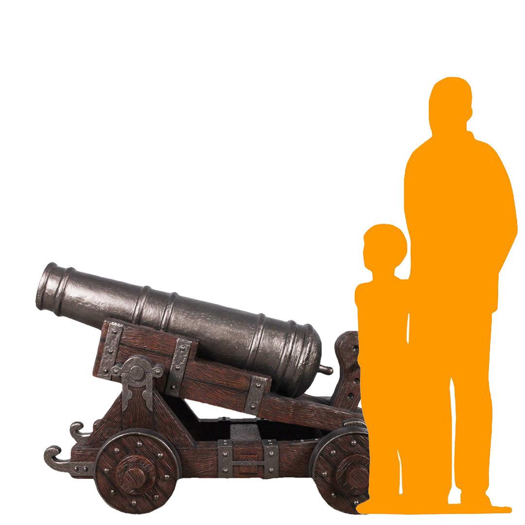 Medieval Cannon With Base Statue