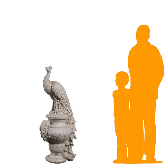 Peacock on Urn Stone Statue