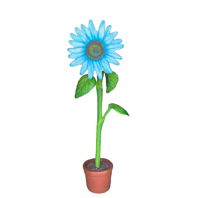 Large Blue Sunflower Statue