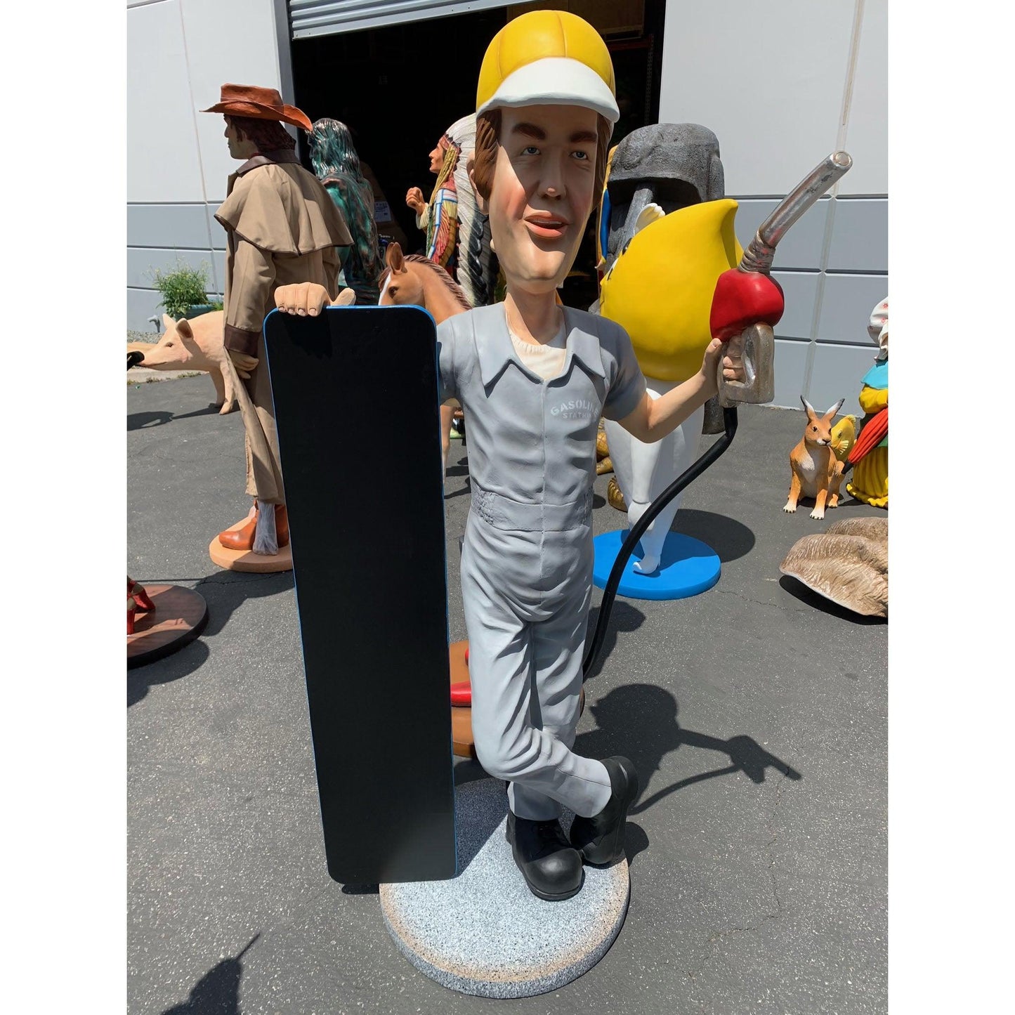 Gasoline Man Menu Board Statue