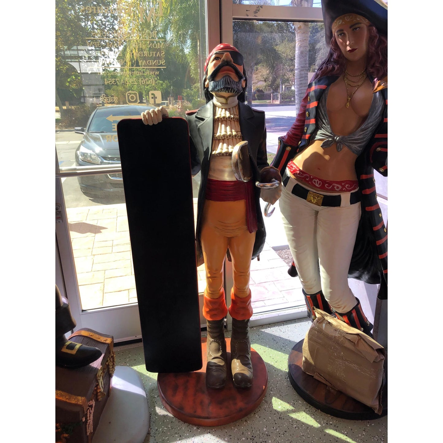 Pirate Holding Menu Board Life Size Statue