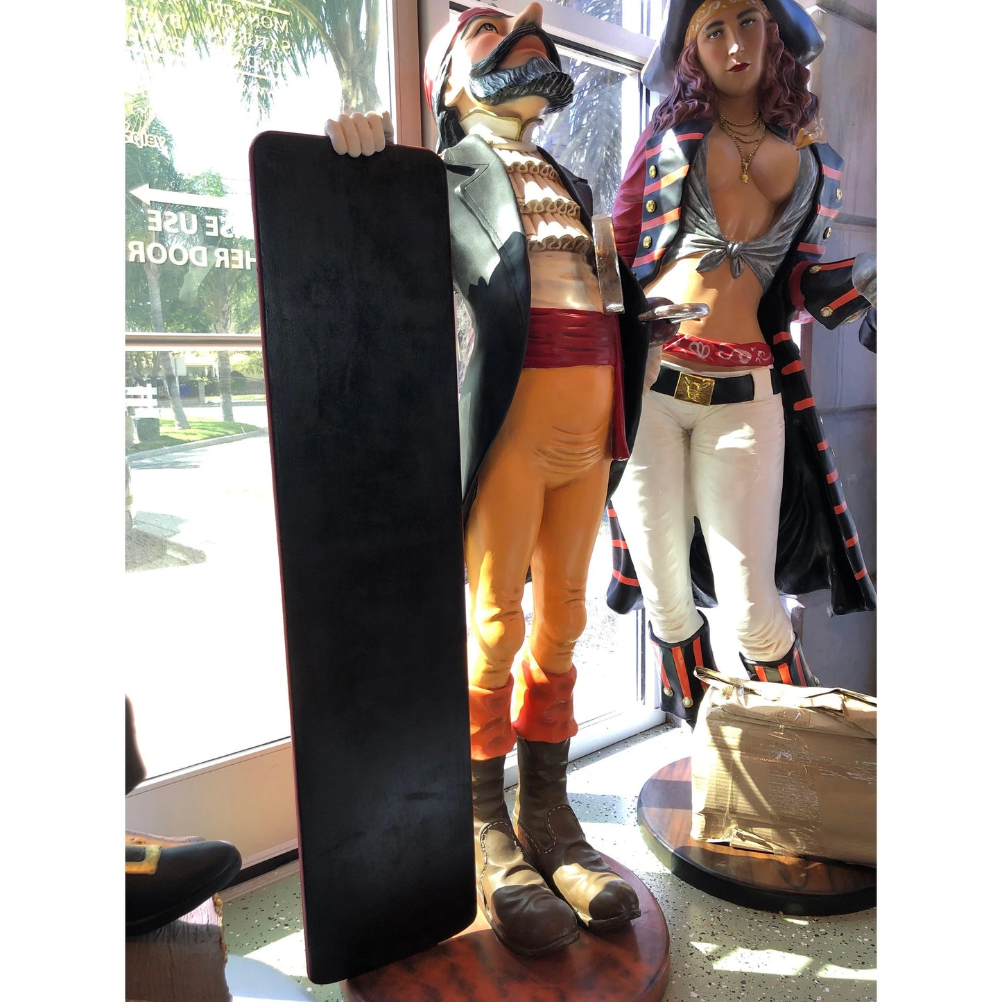 Pirate Holding Menu Board Life Size Statue
