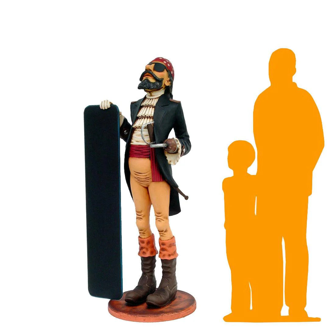 Pirate Holding Menu Board Life Size Statue