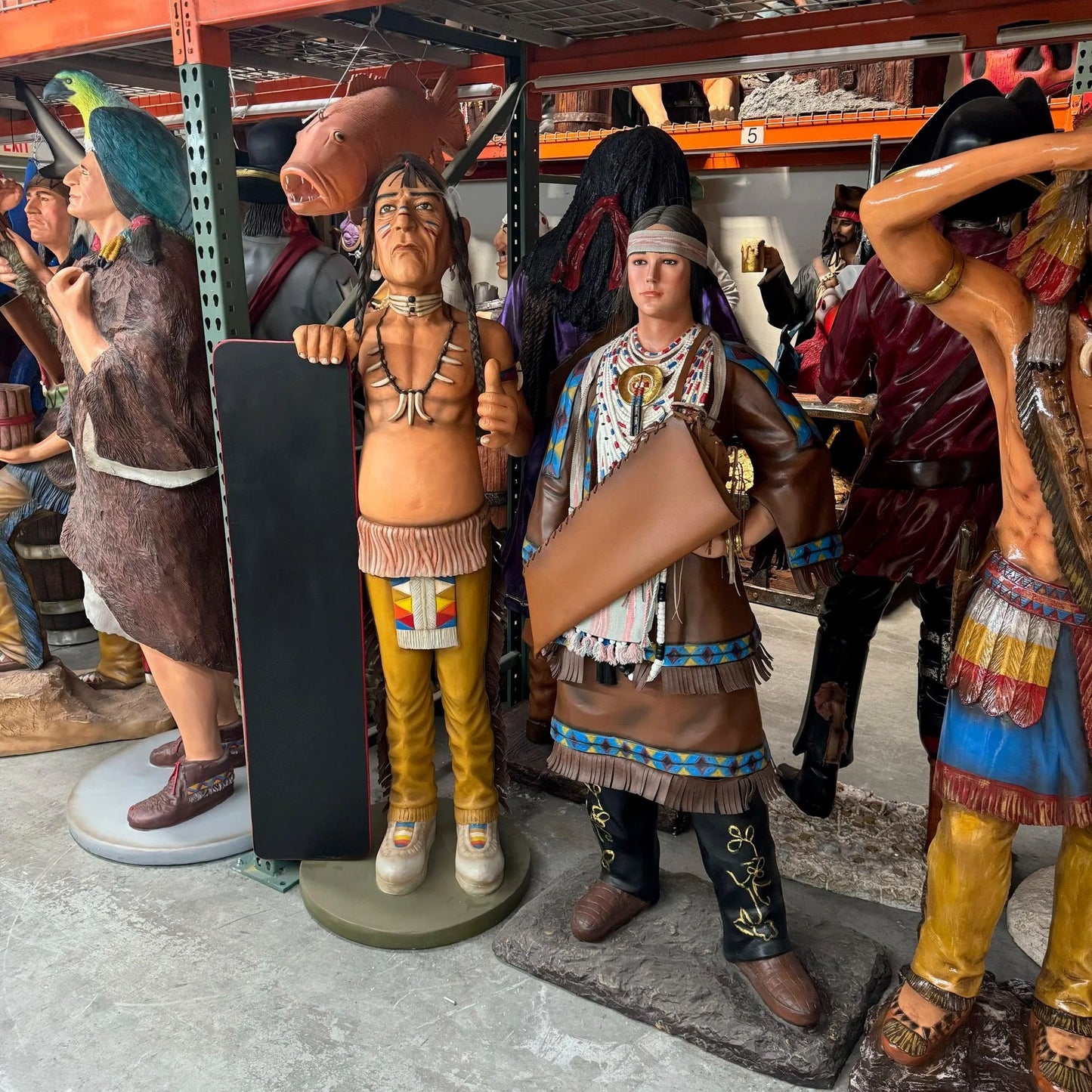 Indian With Menu Life Size Statue