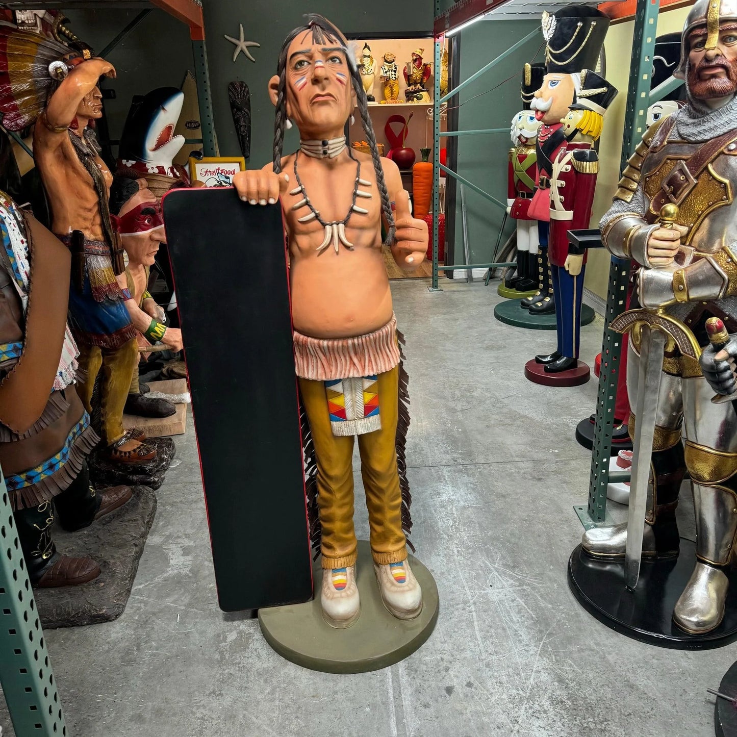 Indian With Menu Life Size Statue