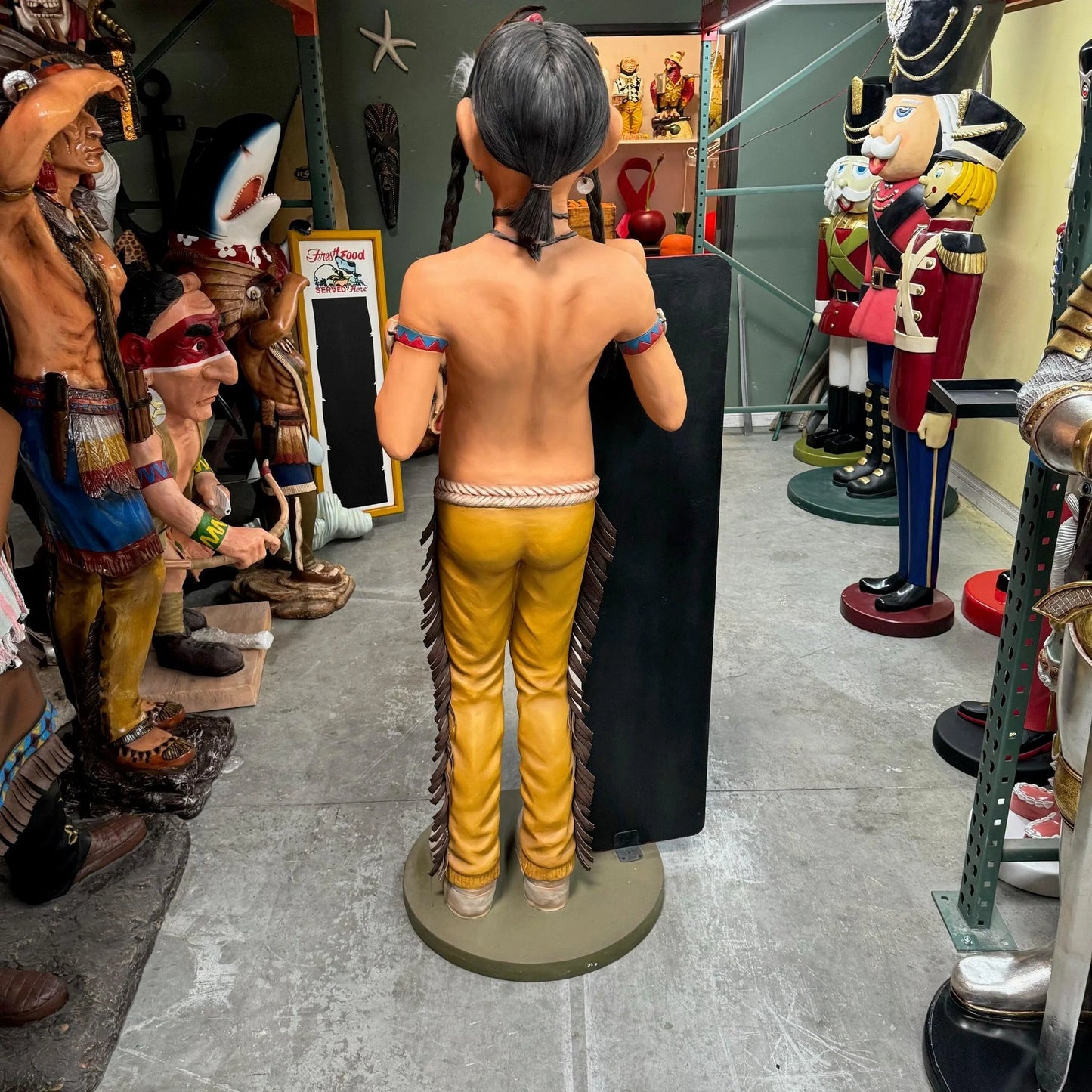 Indian With Menu Life Size Statue