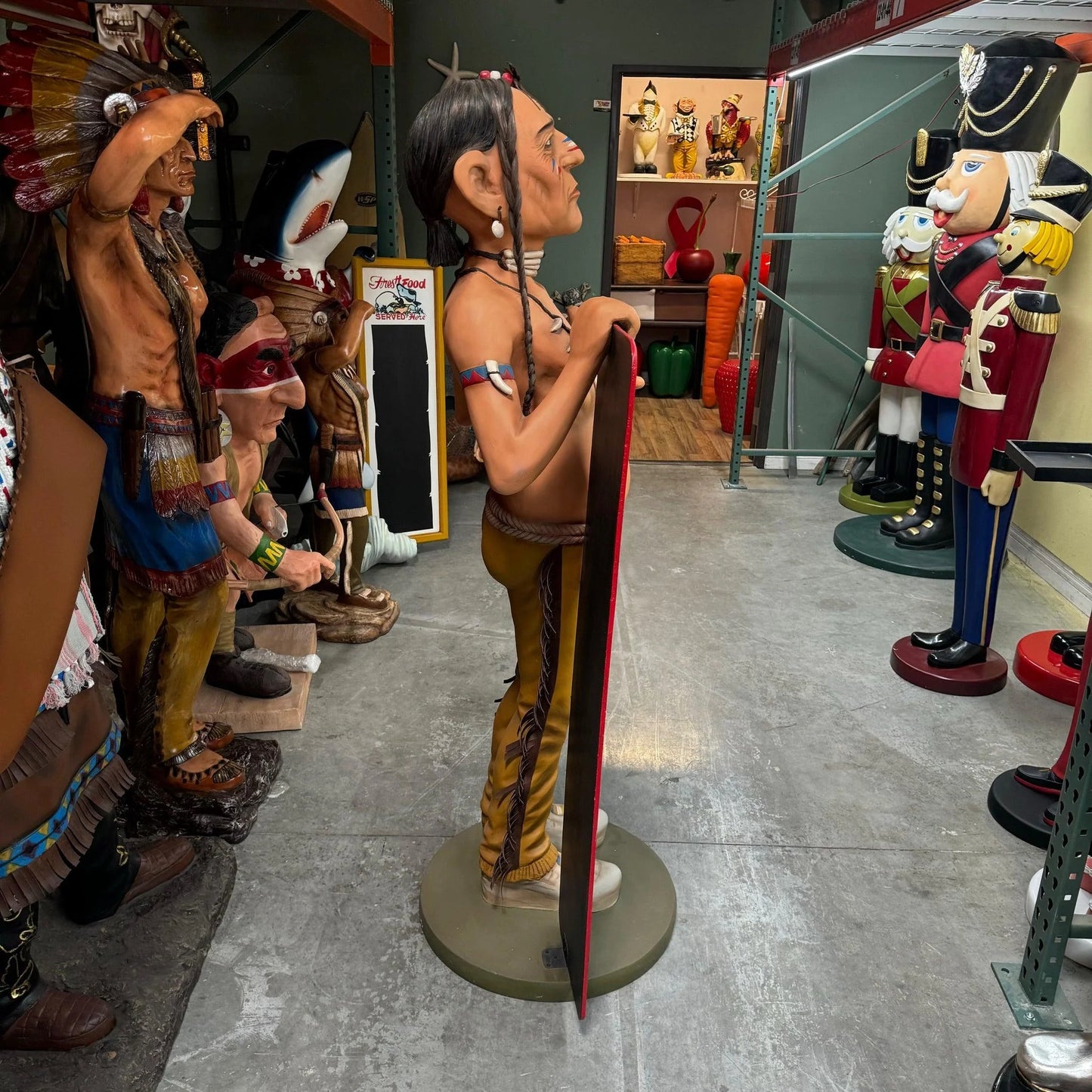 Indian With Menu Life Size Statue