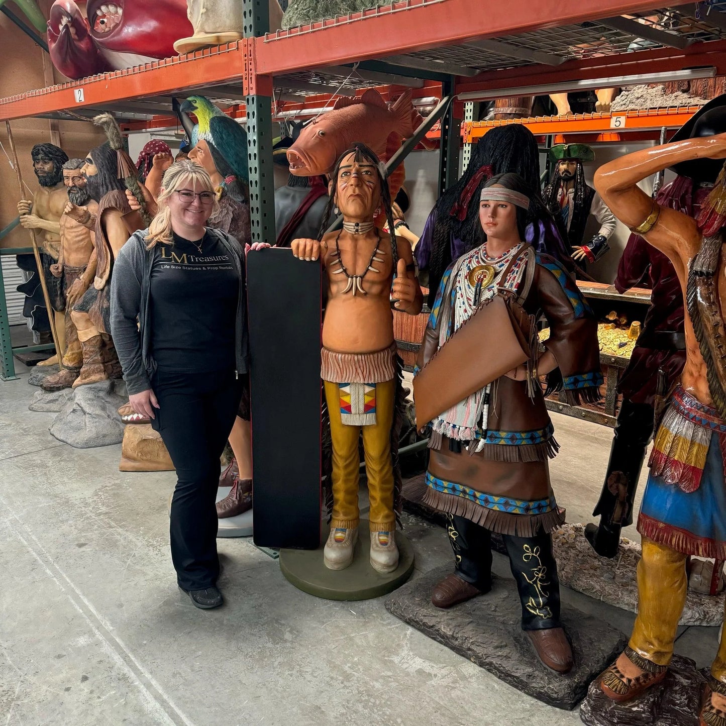 Indian With Menu Life Size Statue