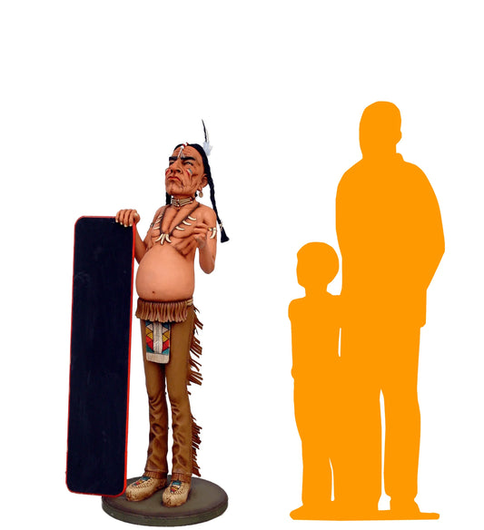 Indian With Menu Life Size Statue
