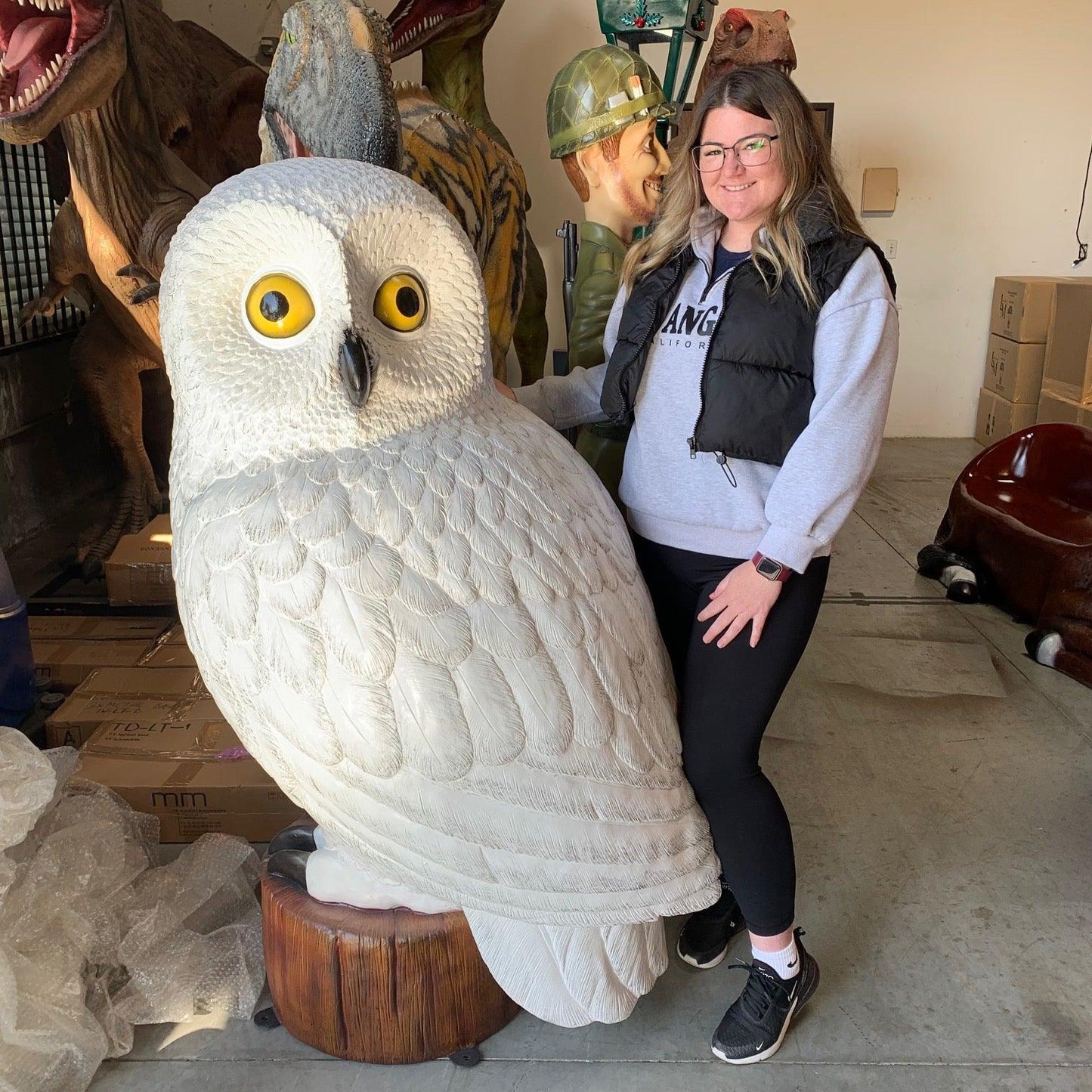 Giant Snow Owl Statue