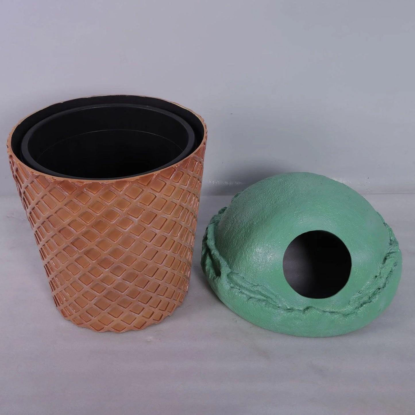 Mint Green Ice Cream Trash Can Statue