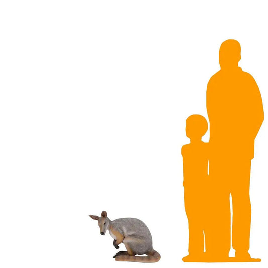 Crouching Wallaby Kangaroo Statue A0783-190062-H