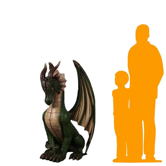 Small Green Sitting Dragon Statue A0771G-190080-H