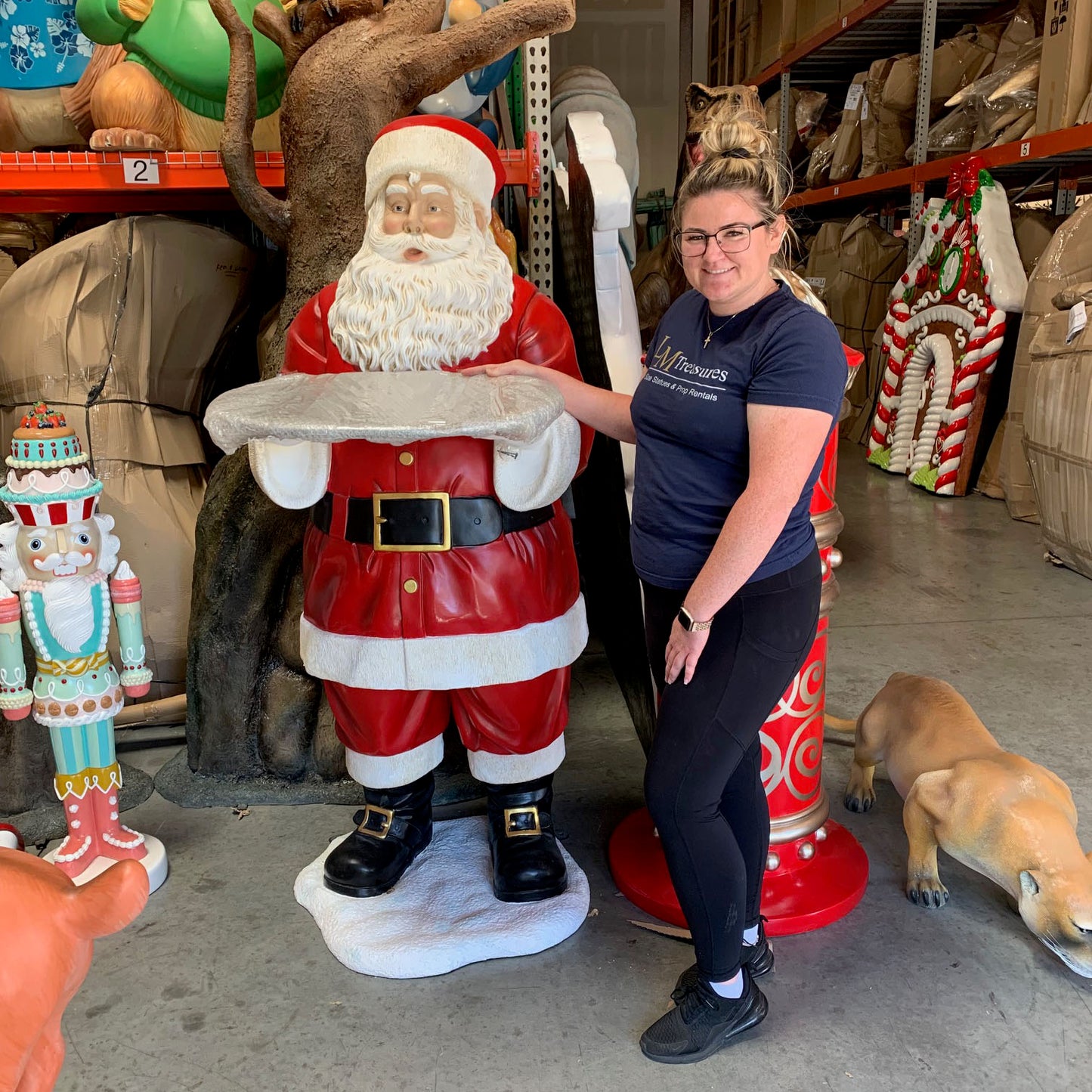 Santa Claus With Tray Statue