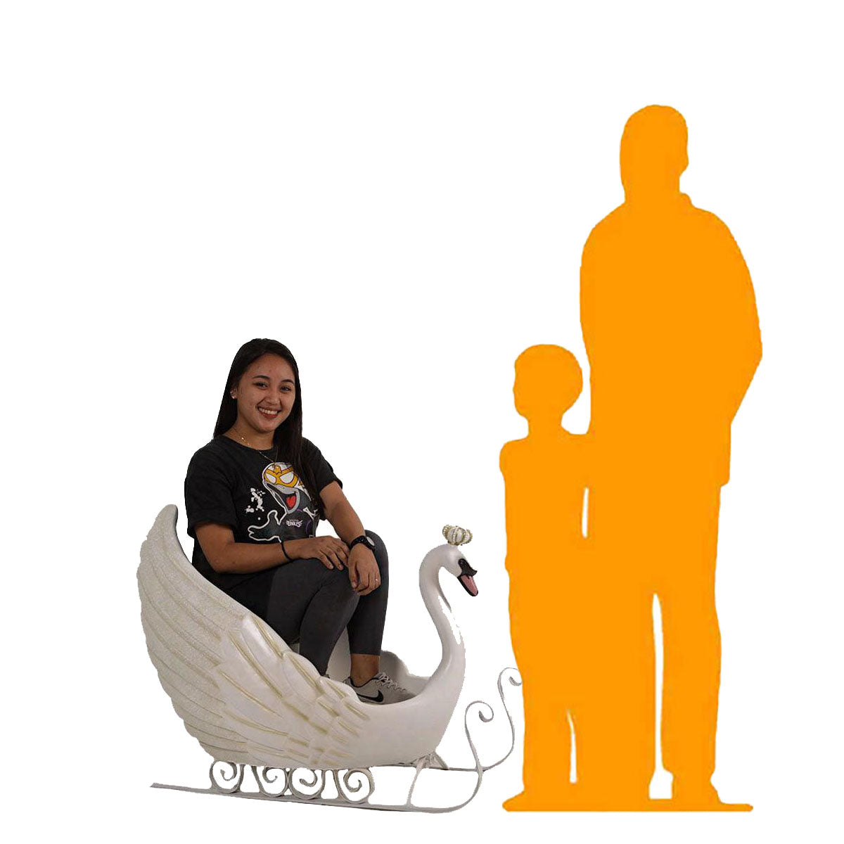 Small Swan Sleigh Statue