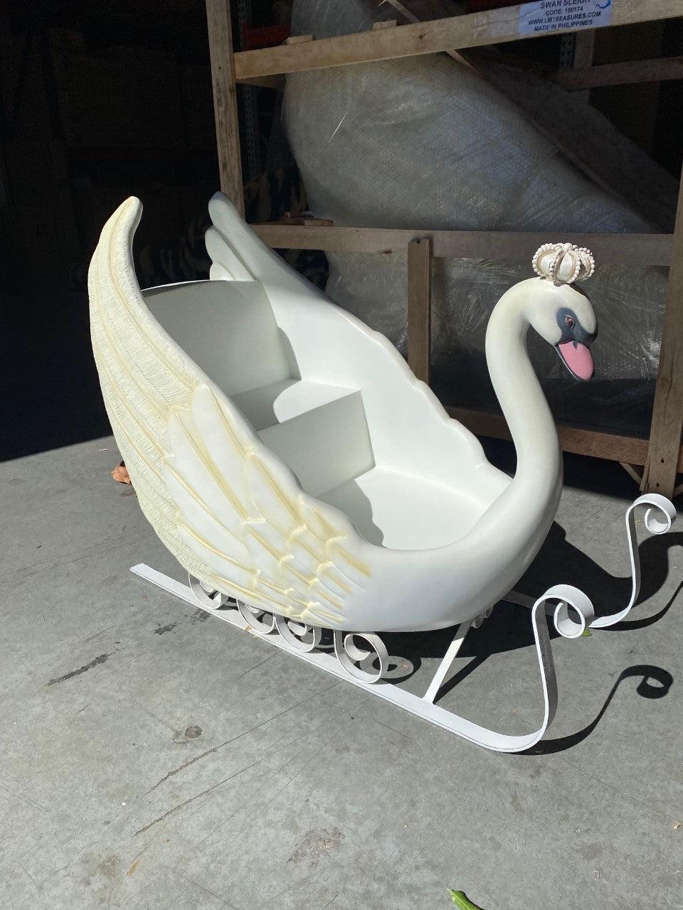 Small Swan Sleigh Statue