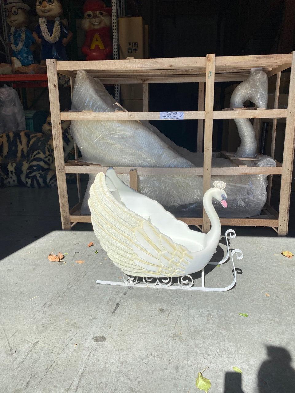 Small Swan Sleigh Statue
