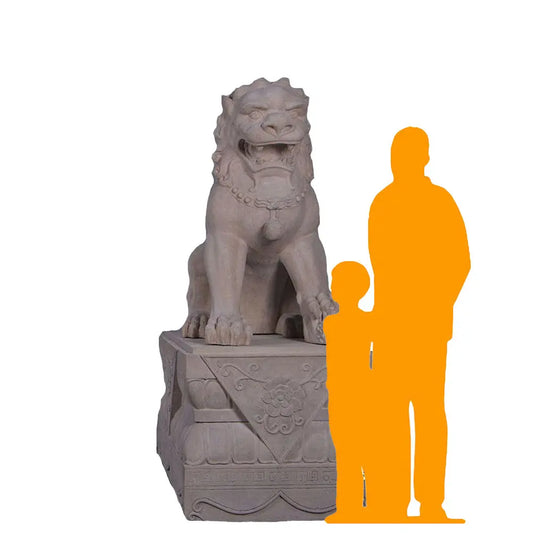 Stone Foo Dog Female On Base Statue A0772FRSS-190162-H