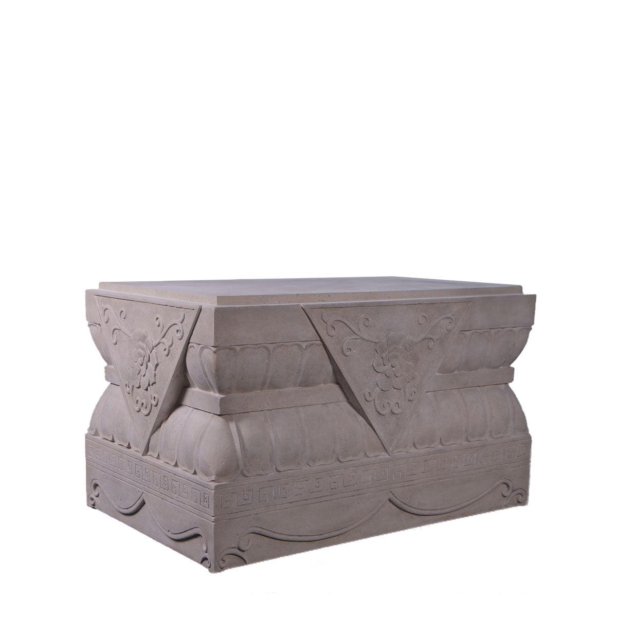 Stone Foo Dog Plinth Base Statue - LM Treasures Prop Rentals