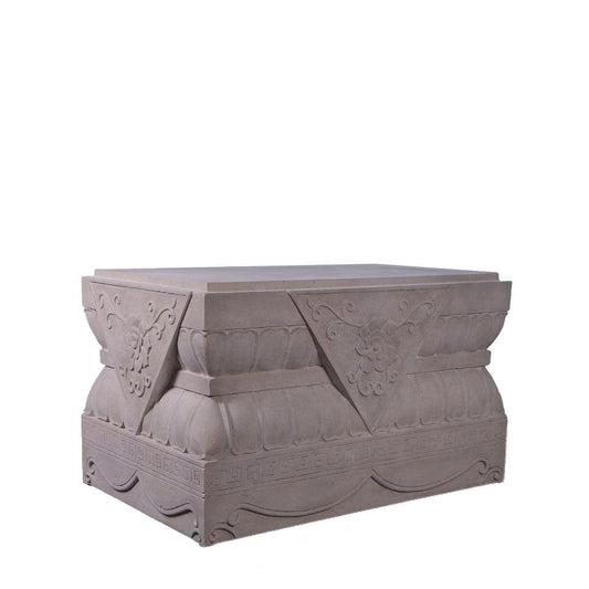 Stone Foo Dog Plinth Base Statue - LM Treasures Prop Rentals
