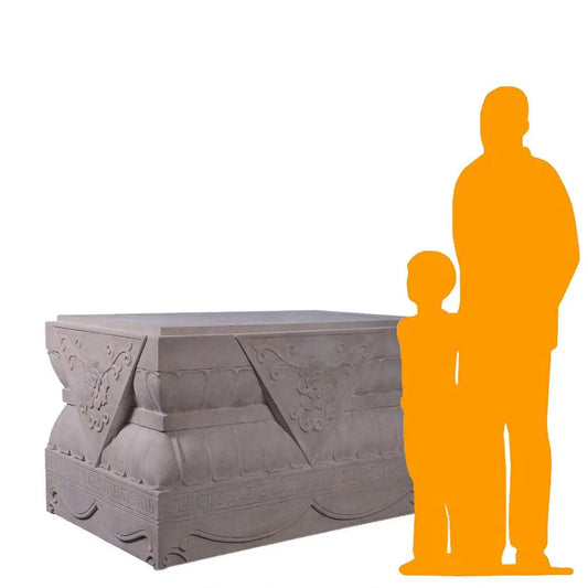 Stone Foo Dog Plinth Base Statue A0772BRS-190163-H