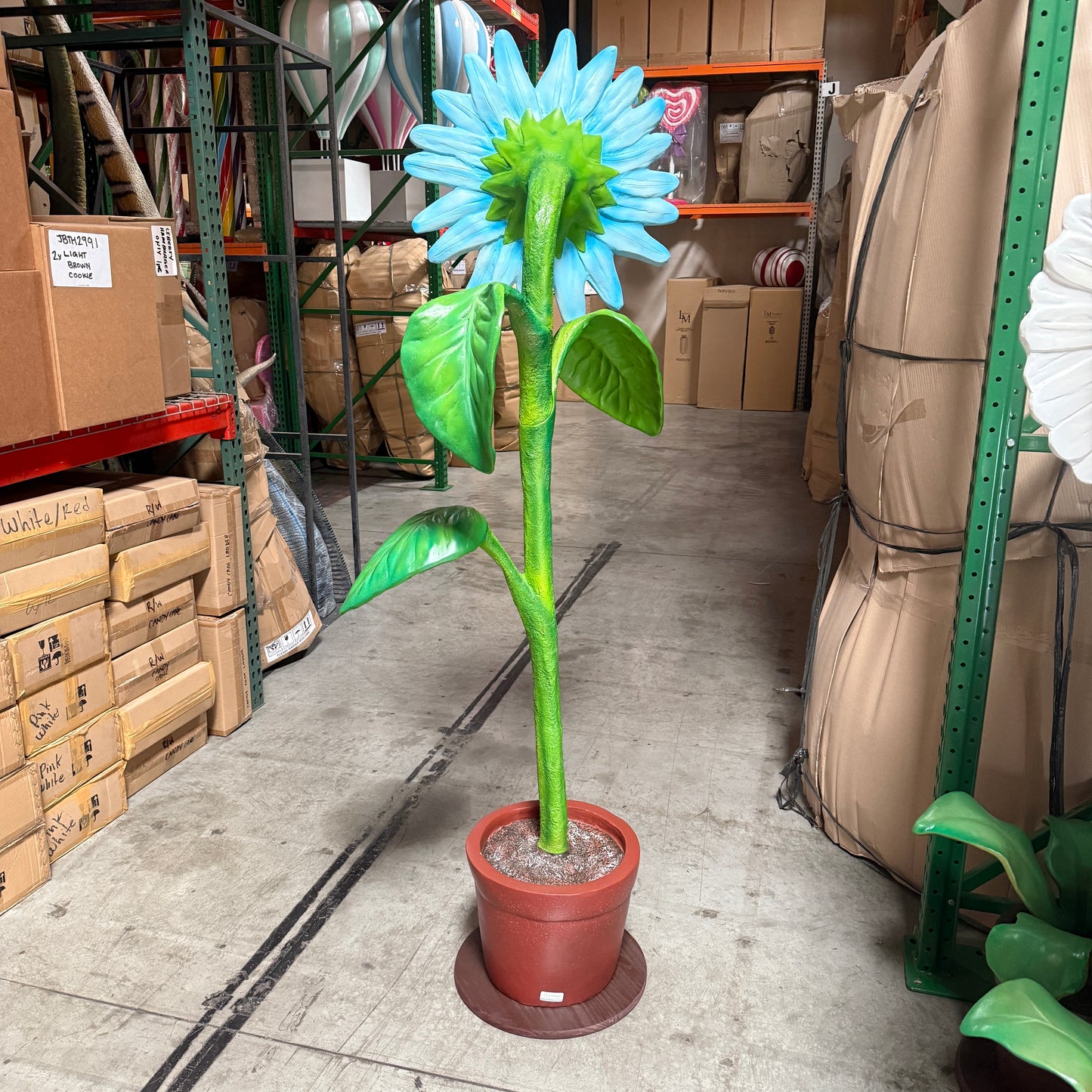 Large Blue Sunflower Statue