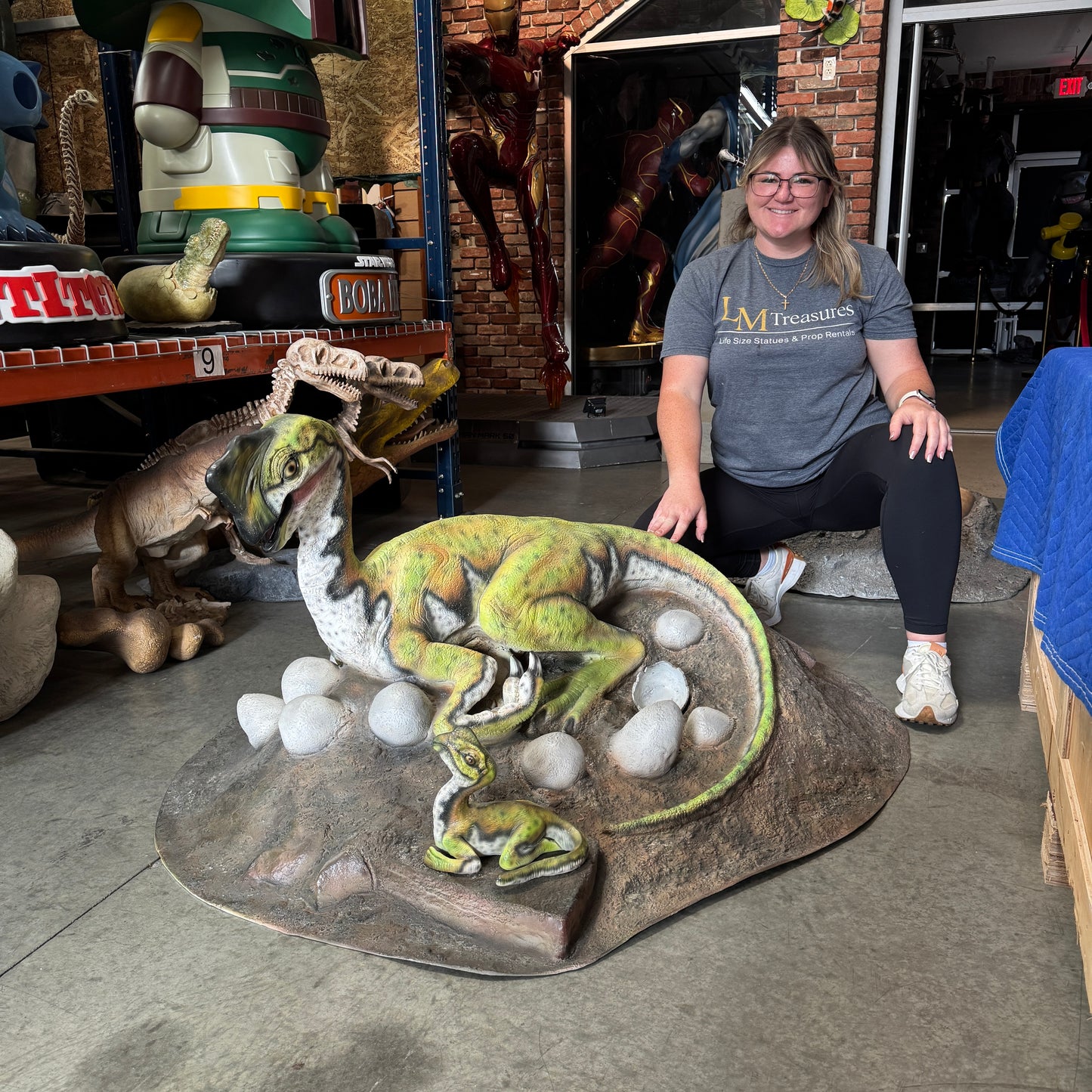 Oviraptor Dinosaur Nest Statue