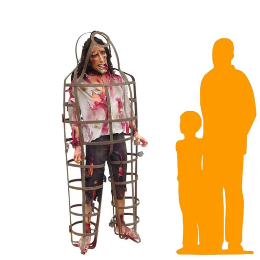 Tortured Man In Cage Life Size Statue S0011-2002-A