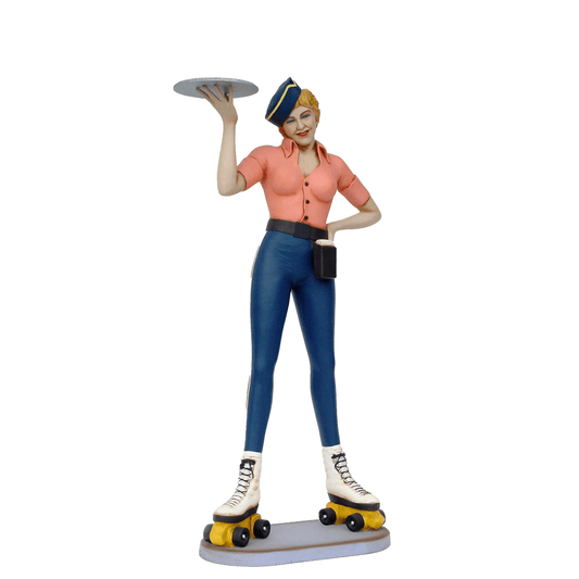 Car Hop Roller Skater Waitress Life Size Statue - LM Treasures Prop Rentals